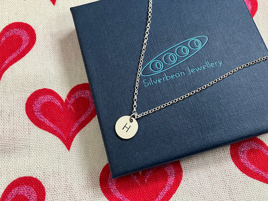 Handstamped Initial Disc Necklace