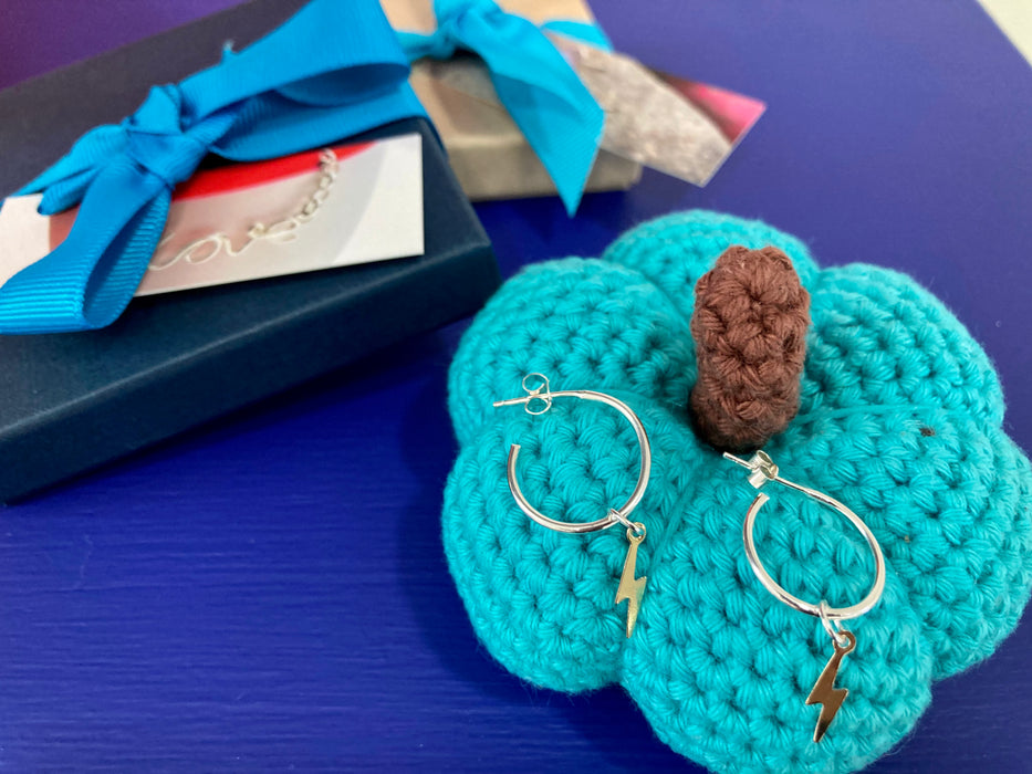 Silver Lightning hoop Earrings