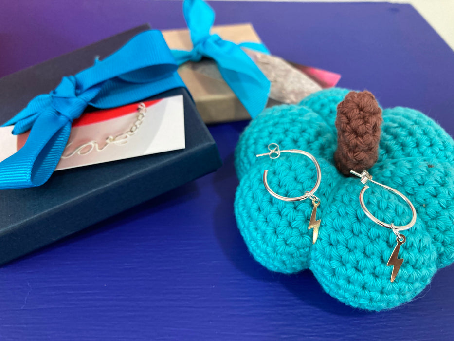 Silver Lightning hoop Earrings