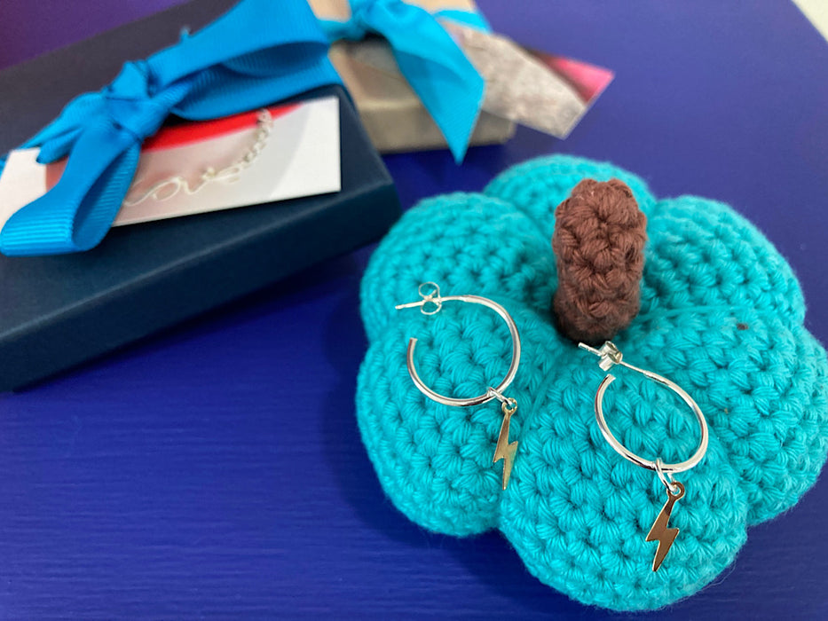 Silver Lightning hoop Earrings