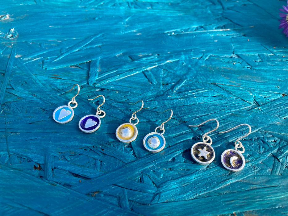 Enamel Silver drop earrings