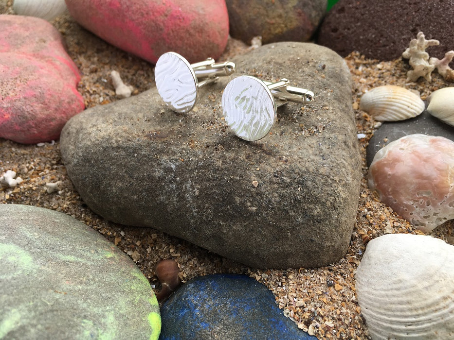 Silver ripple cufflinks