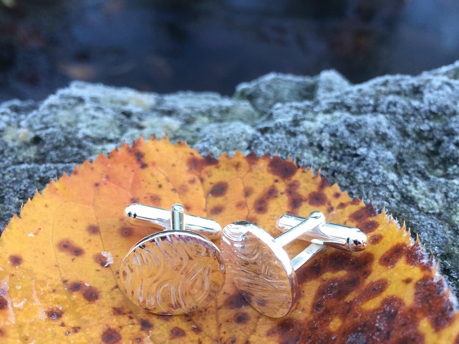 Silver ripple cufflinks