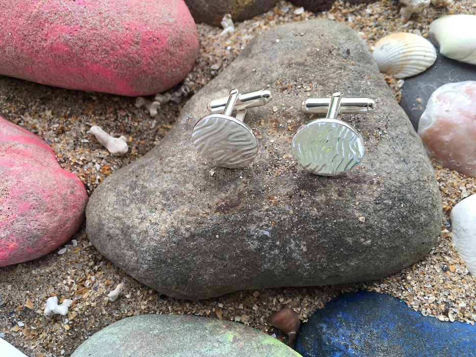 Silver ripple cufflinks