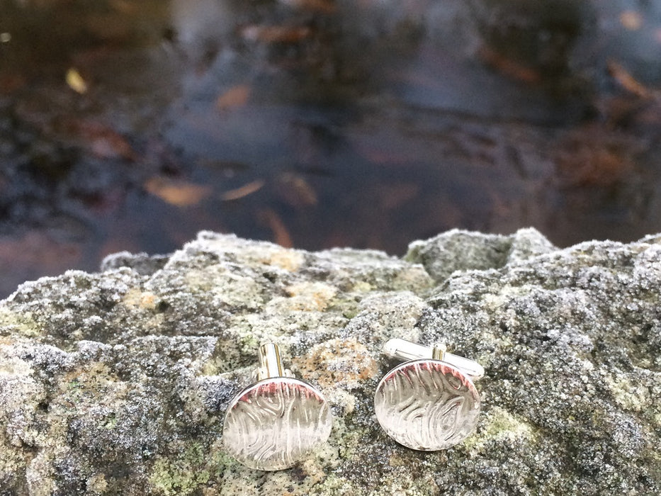 Silver ripple cufflinks