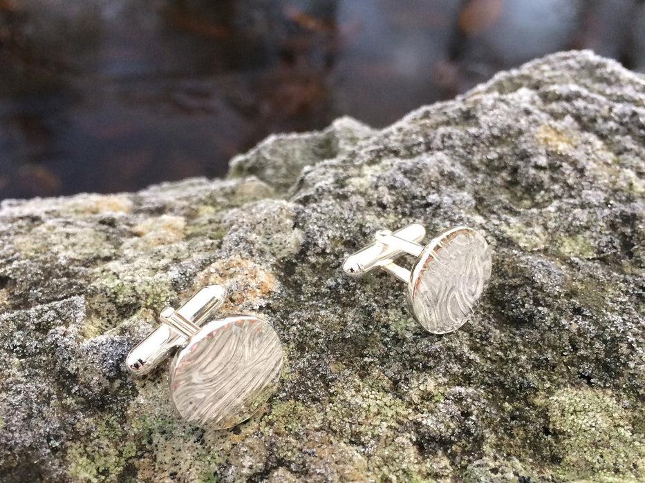Silver ripple cufflinks