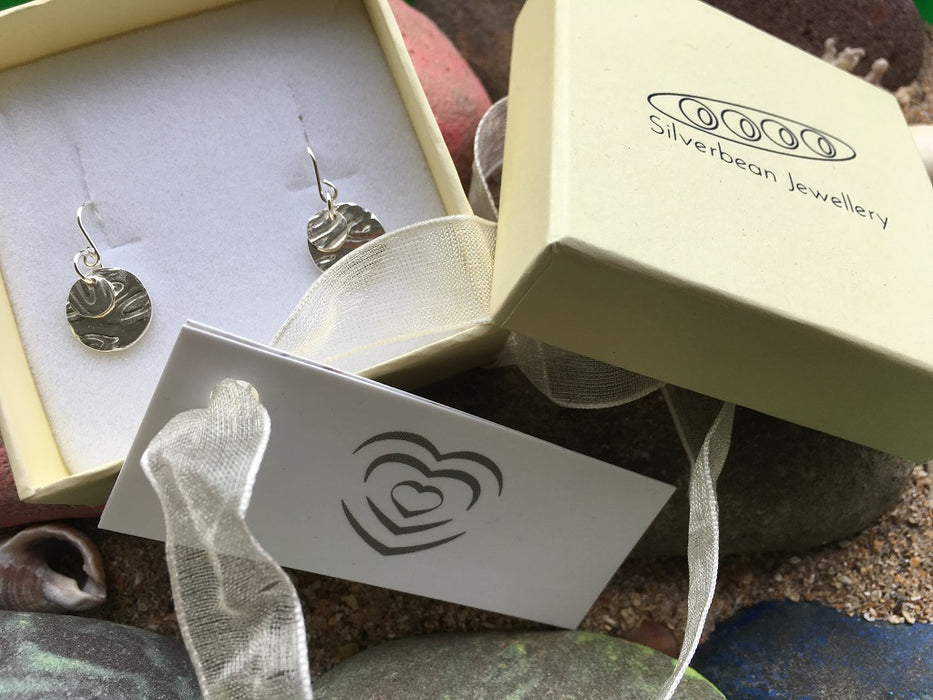 Silver Ripple Dangle Earrings