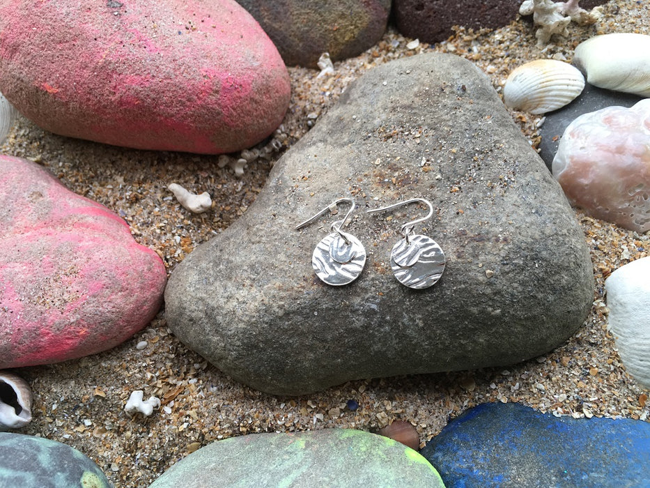 Silver Ripple Dangle Earrings