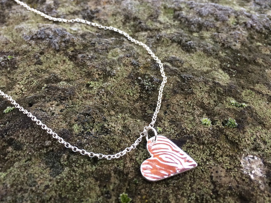 Silver Ripple Heart Necklace