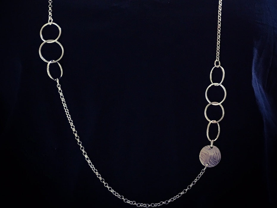 Silver Long Statement Link Necklace
