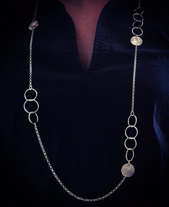 Silver Long Statement Link Necklace
