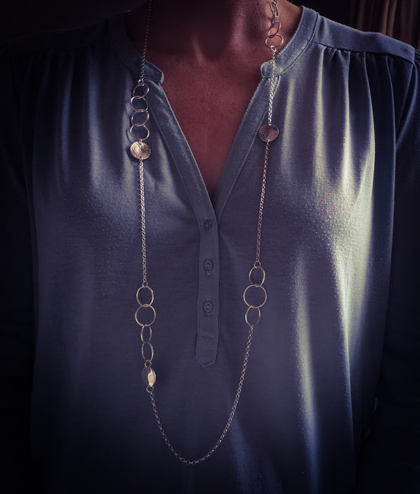 Silver Long Statement Link Necklace