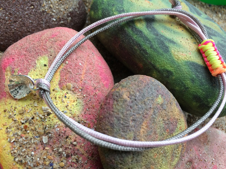 Coloured bracelet, charm and lovely message