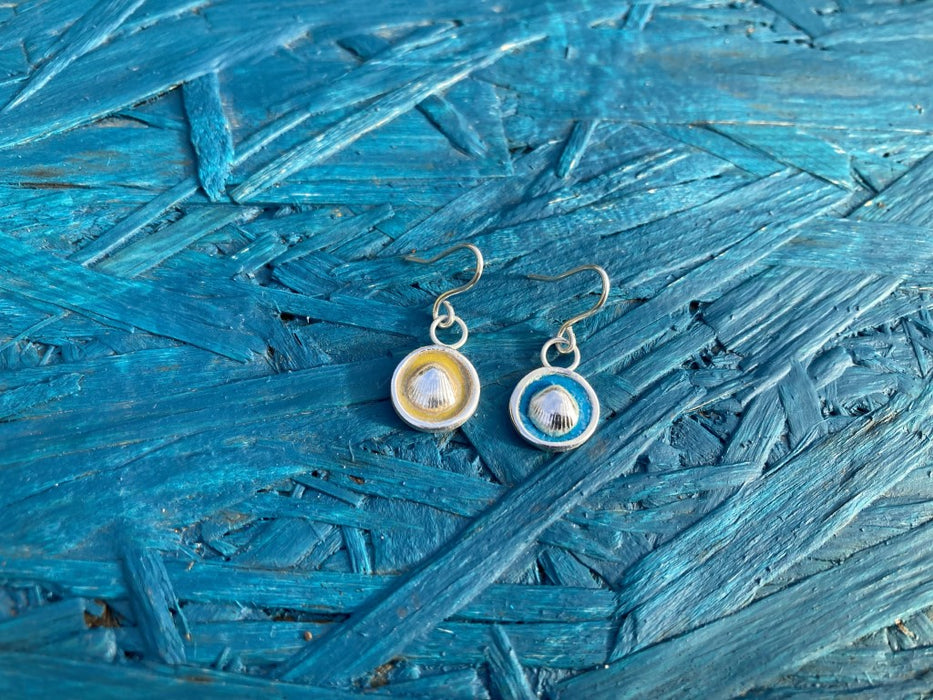 Enamel Silver drop earrings