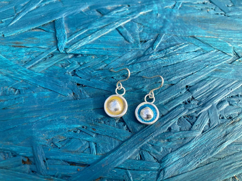 Enamel Silver drop earrings