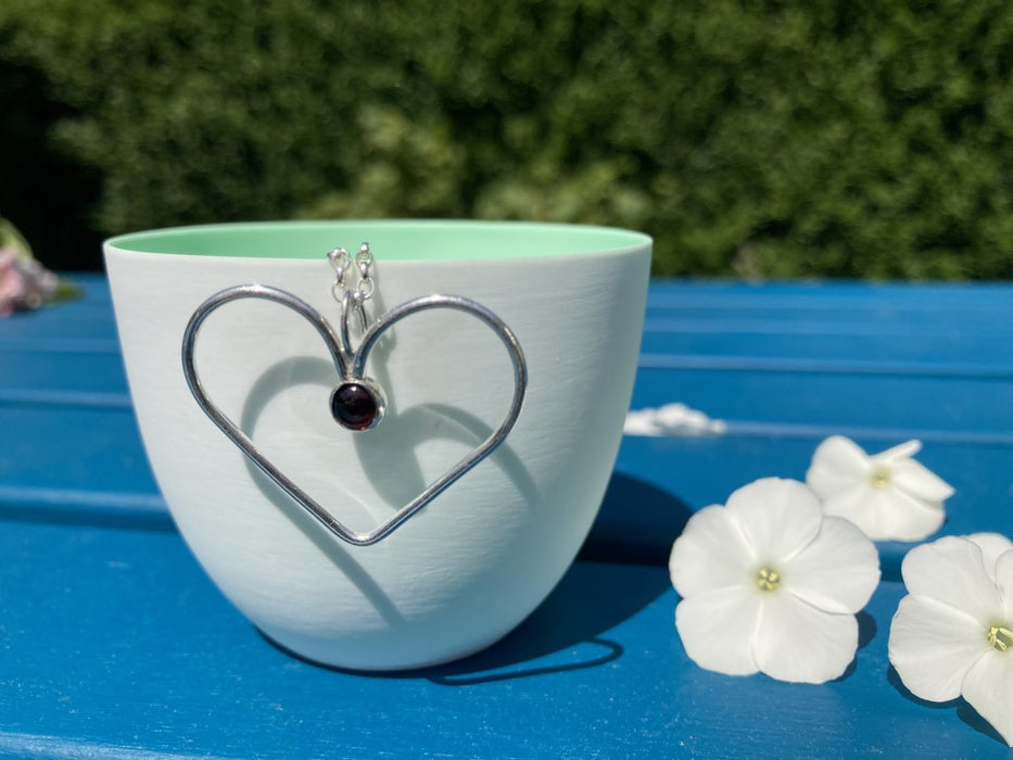 Gemstone Silver Heart Necklace