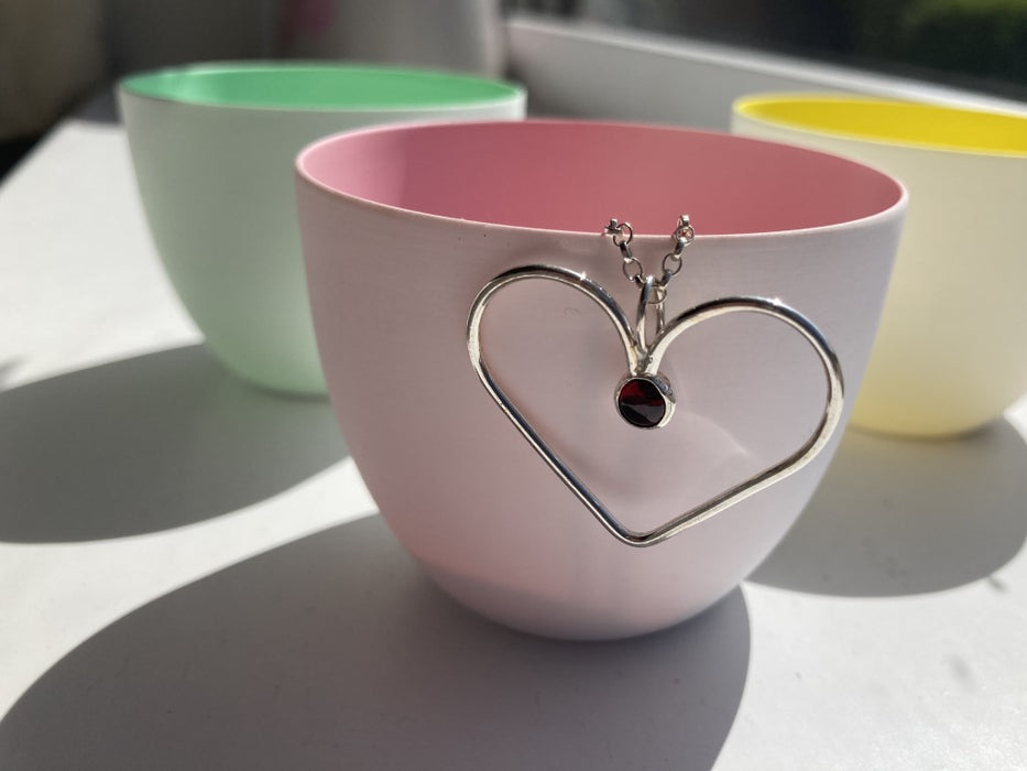 Gemstone Silver Heart Necklace