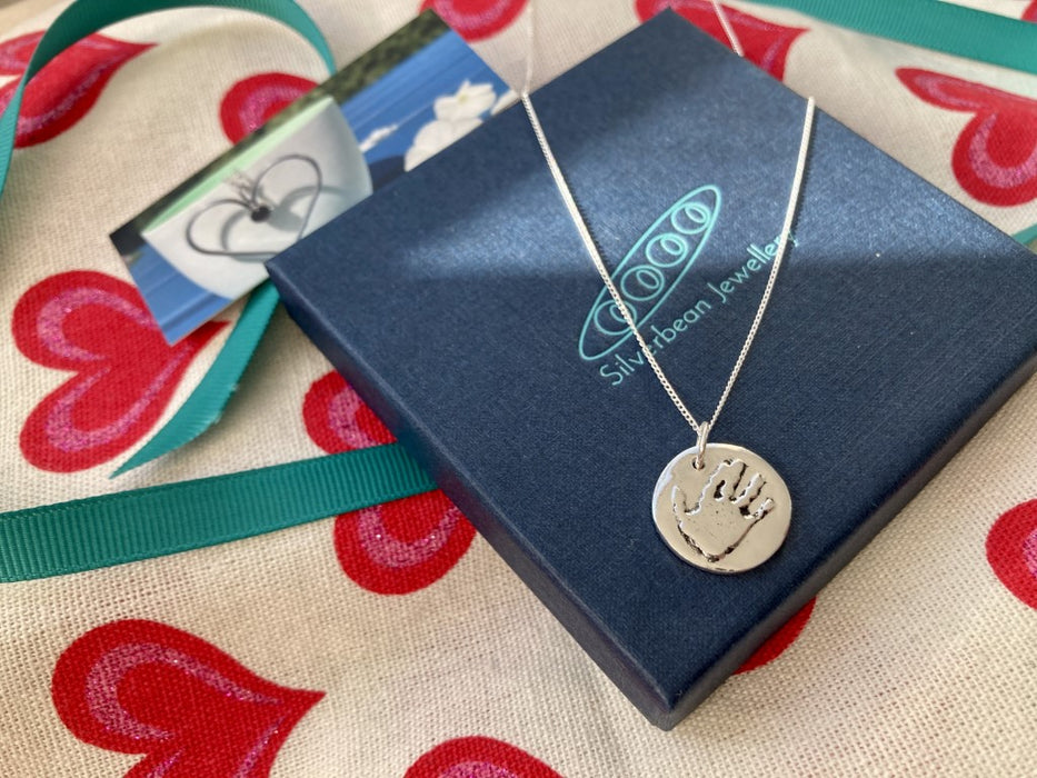 Silver Handprint Pendant or Charm