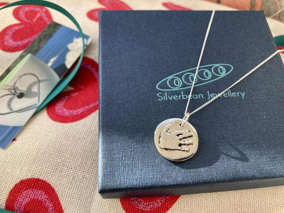 Silver Handprint Pendant or Charm