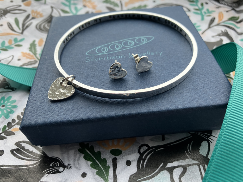 Silver heart bangle