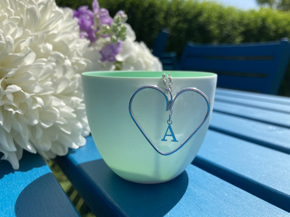 Silver Wire Heart Necklace with Letter or Star
