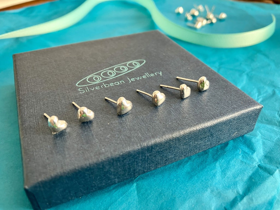 Silver nugget heart earrings