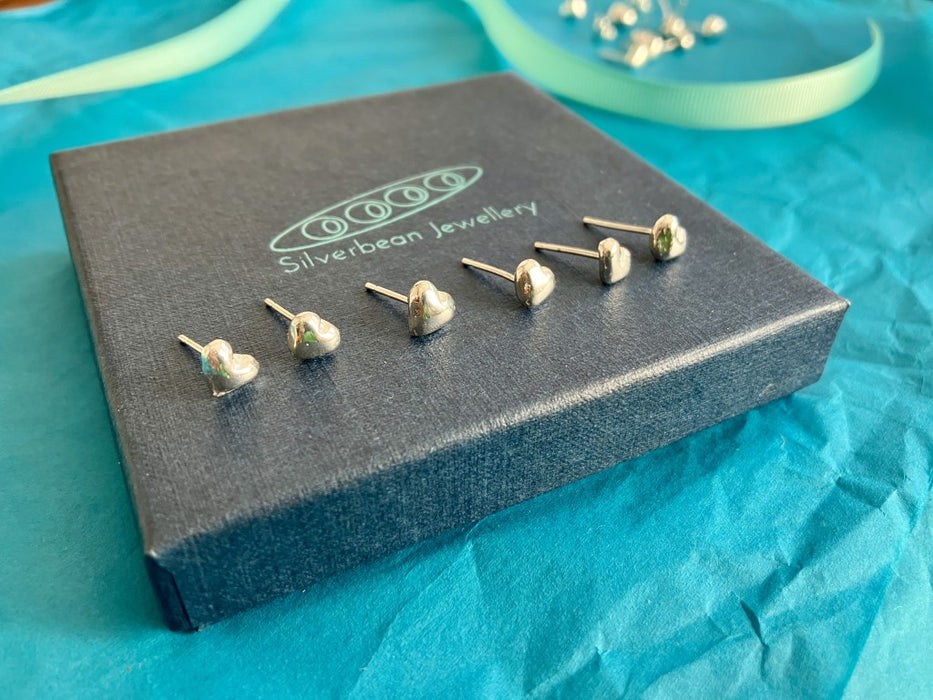 Silver nugget heart earrings