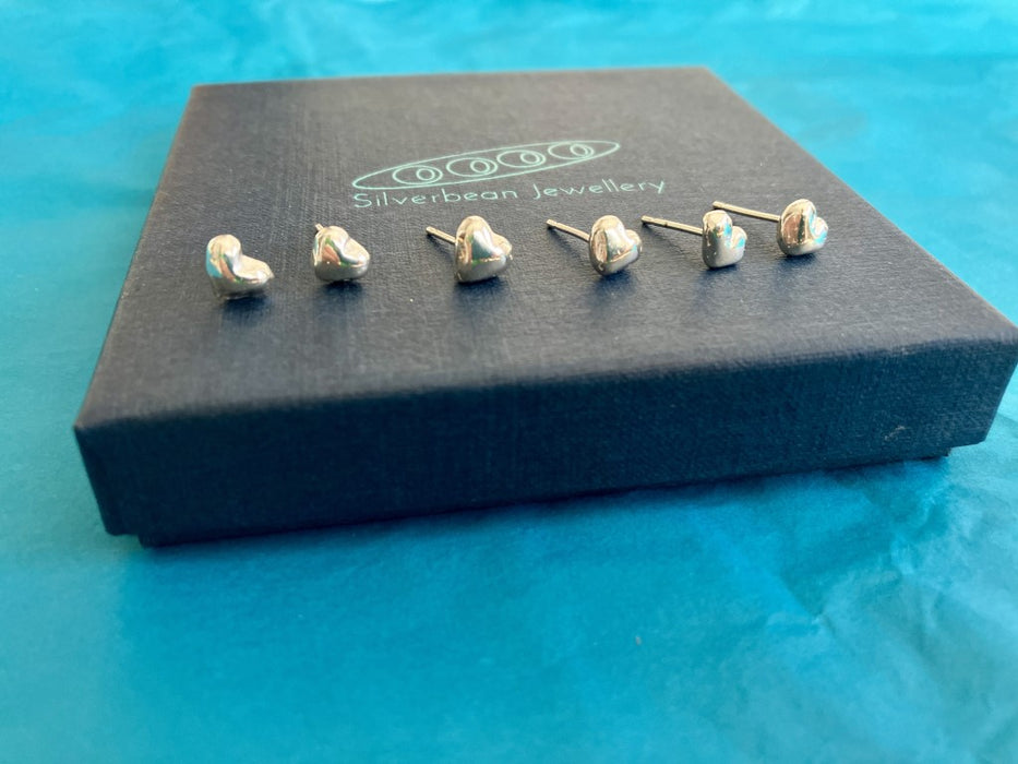 Silver nugget heart earrings