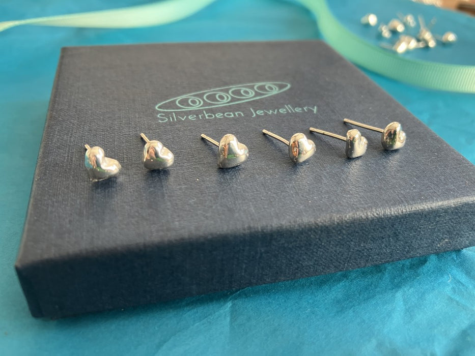 Silver nugget heart earrings