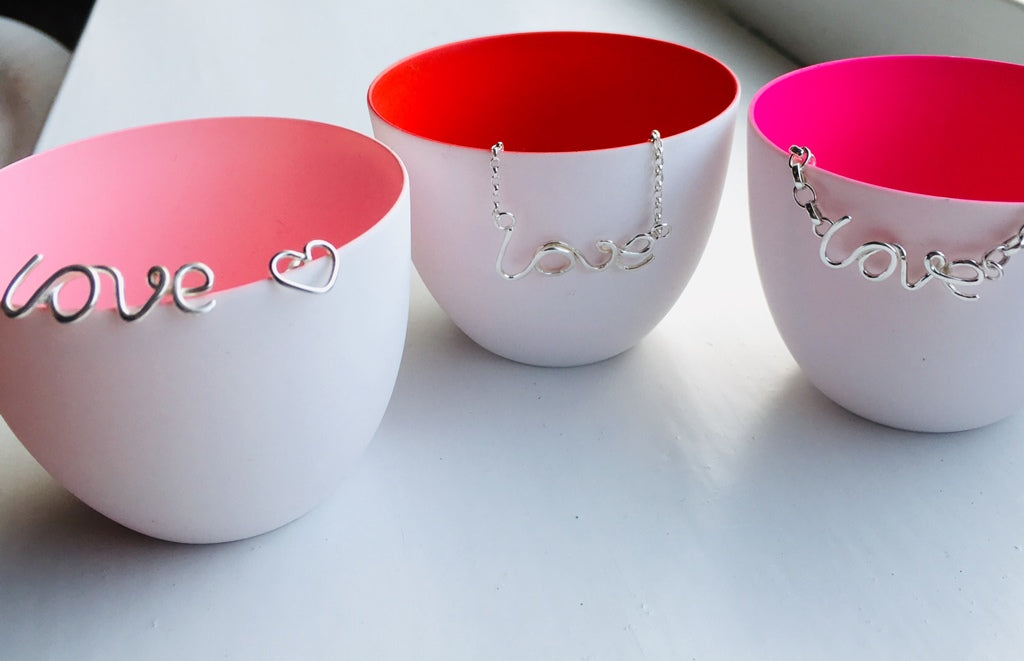 Silver love and heart earrings