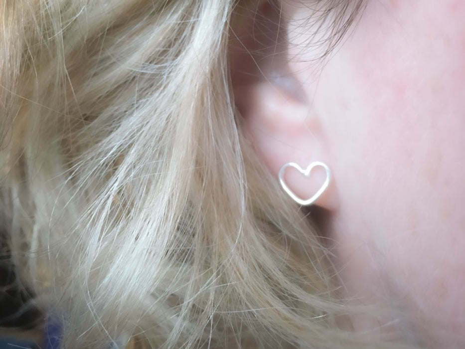 Silver love and heart earrings