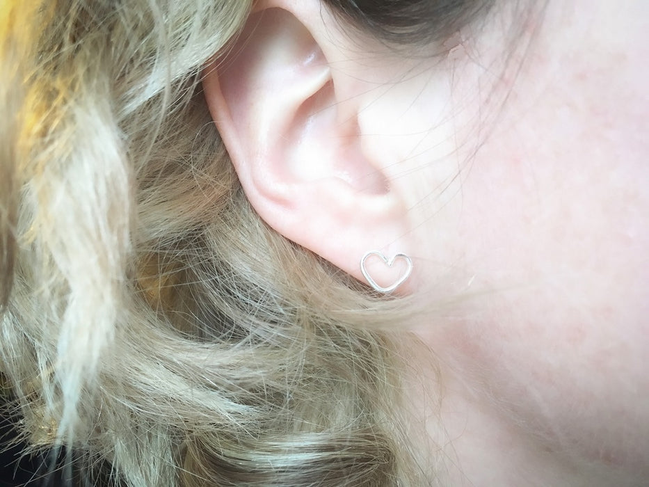 Silver love and heart earrings
