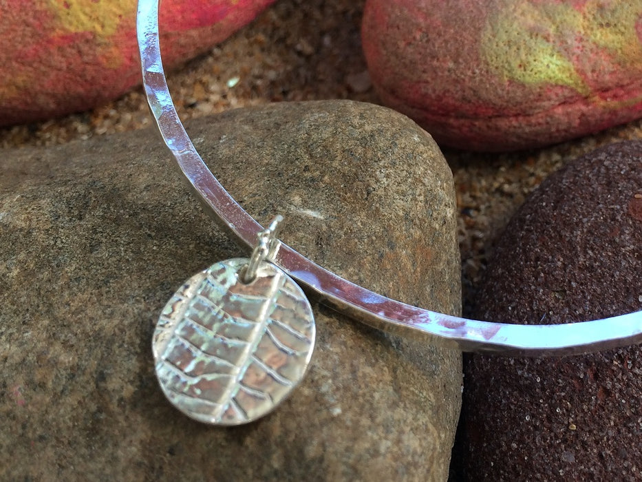 Silver leaf bangle