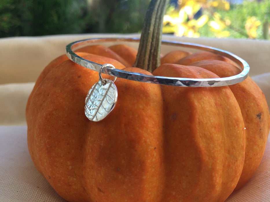 Silver leaf bangle