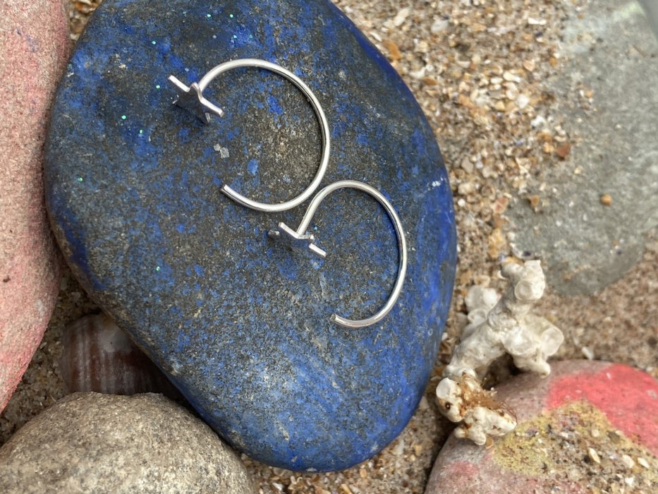 Silver star hook earrings