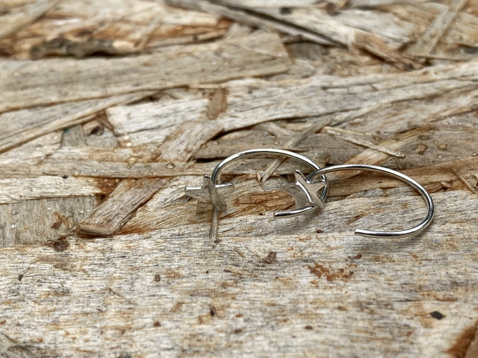 Silver star hook earrings