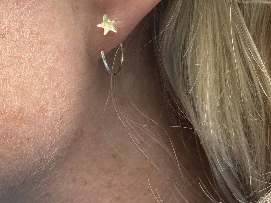 Silver star hook earrings