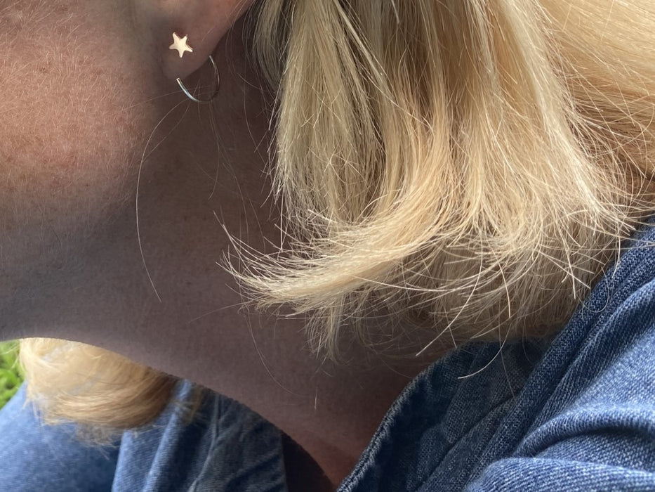 Silver star hook earrings
