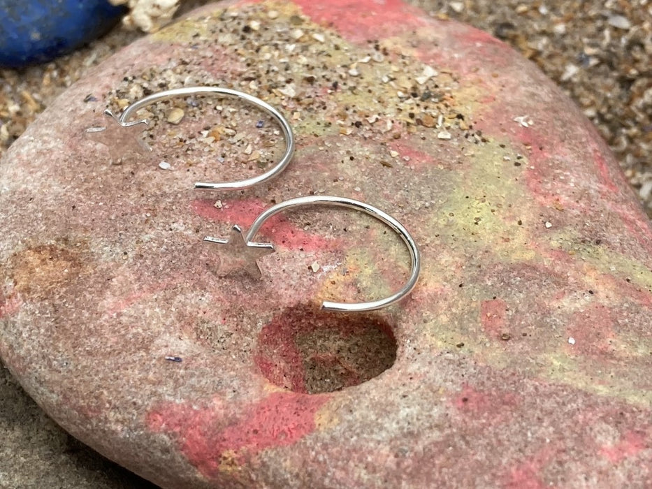 Silver star hook earrings