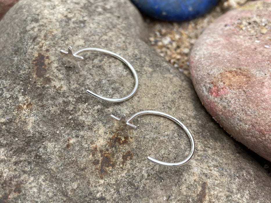 Silver star hook earrings