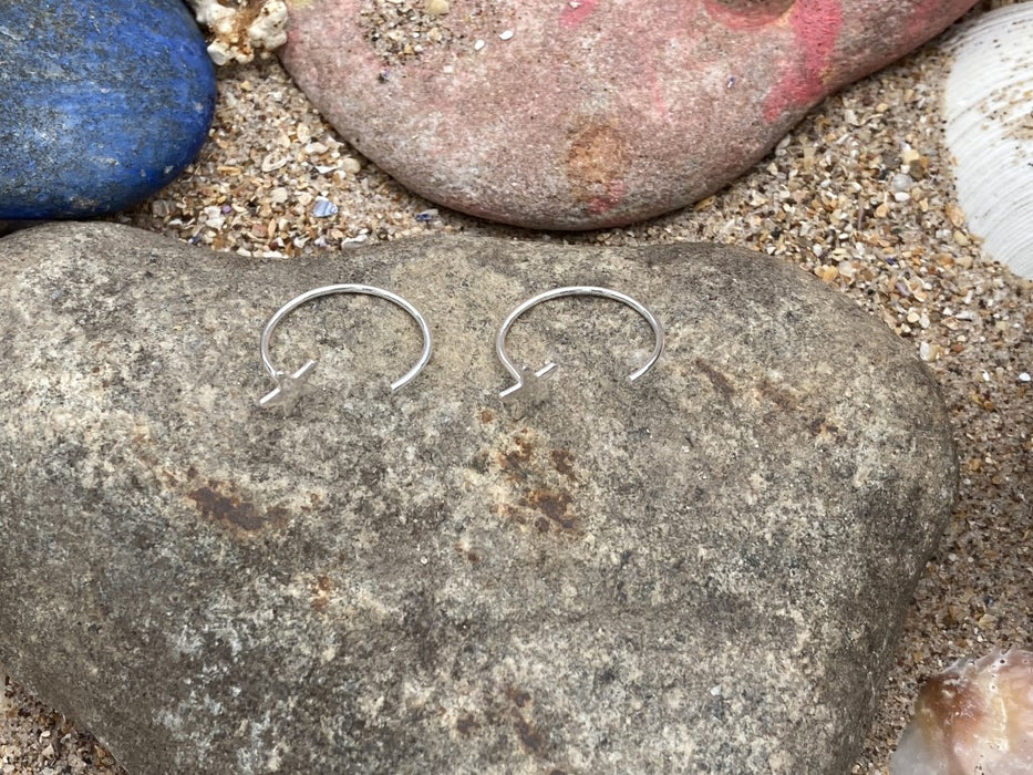 Silver star hook earrings