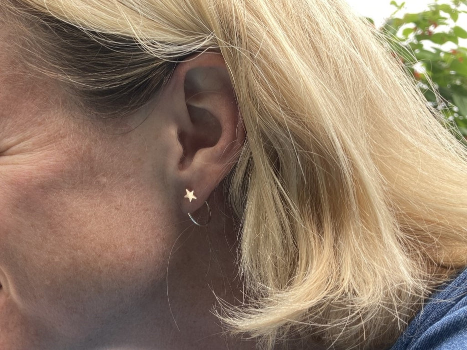 Silver star hook earrings