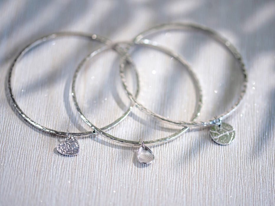 Silver leaf bangle
