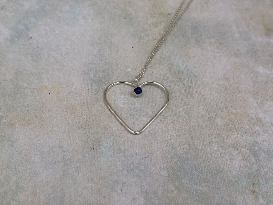 Gemstone Silver Heart Necklace