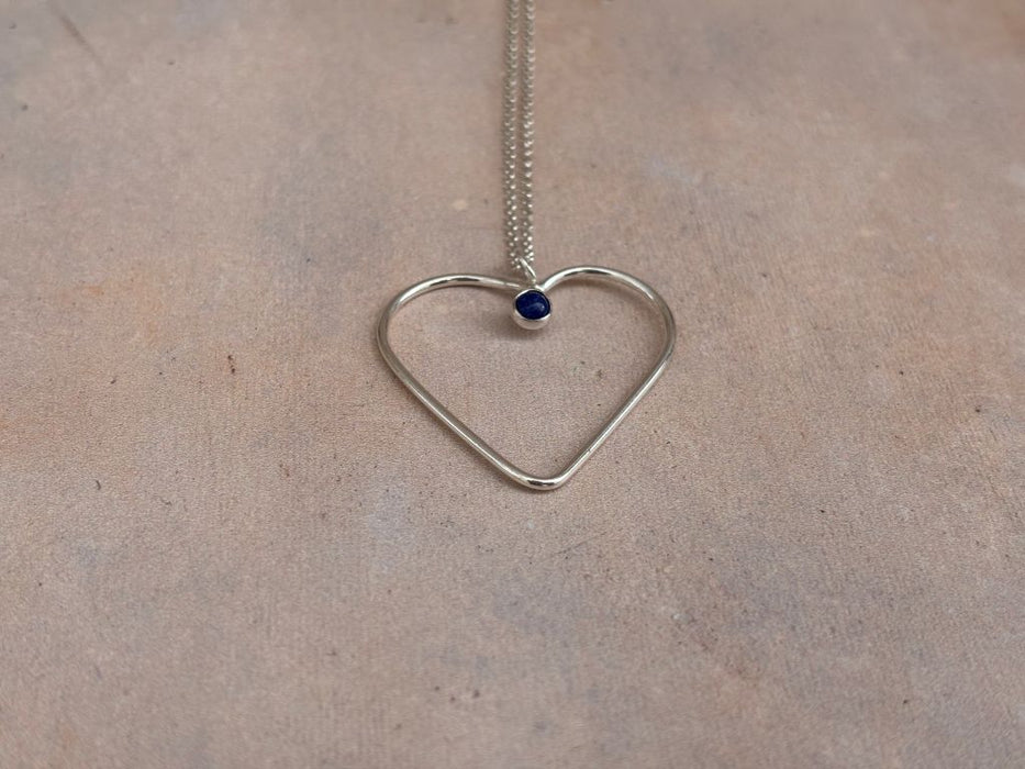 Gemstone Silver Heart Necklace