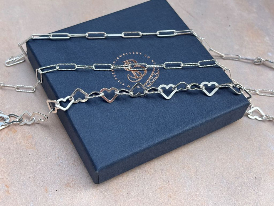 Silver link bracelets