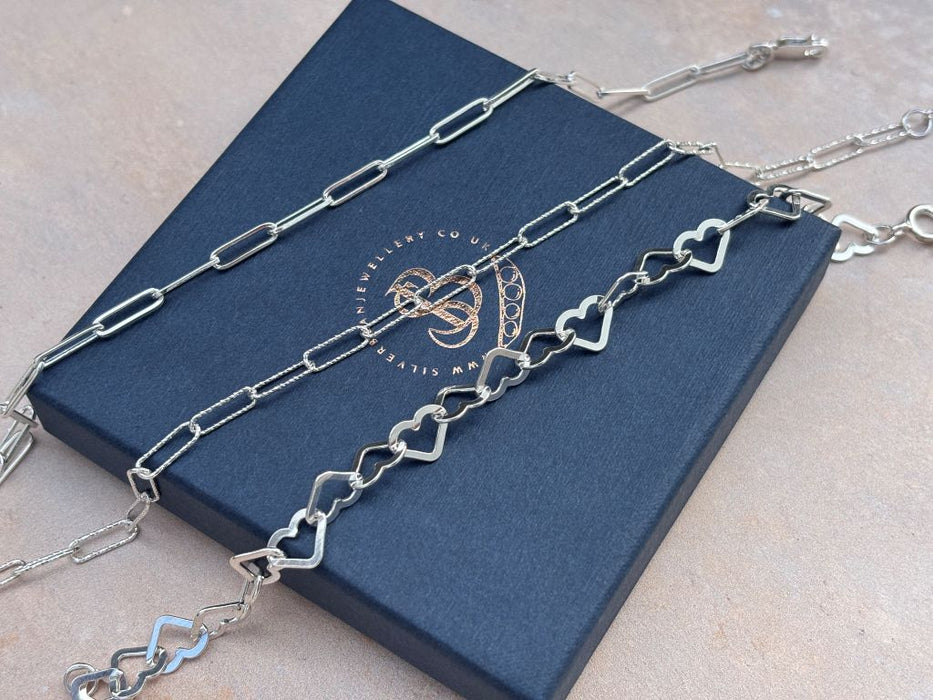 Silver link bracelets